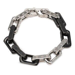 Louis Vuitton Monogram Chain Bracelet M Silver Black Stainless Steel